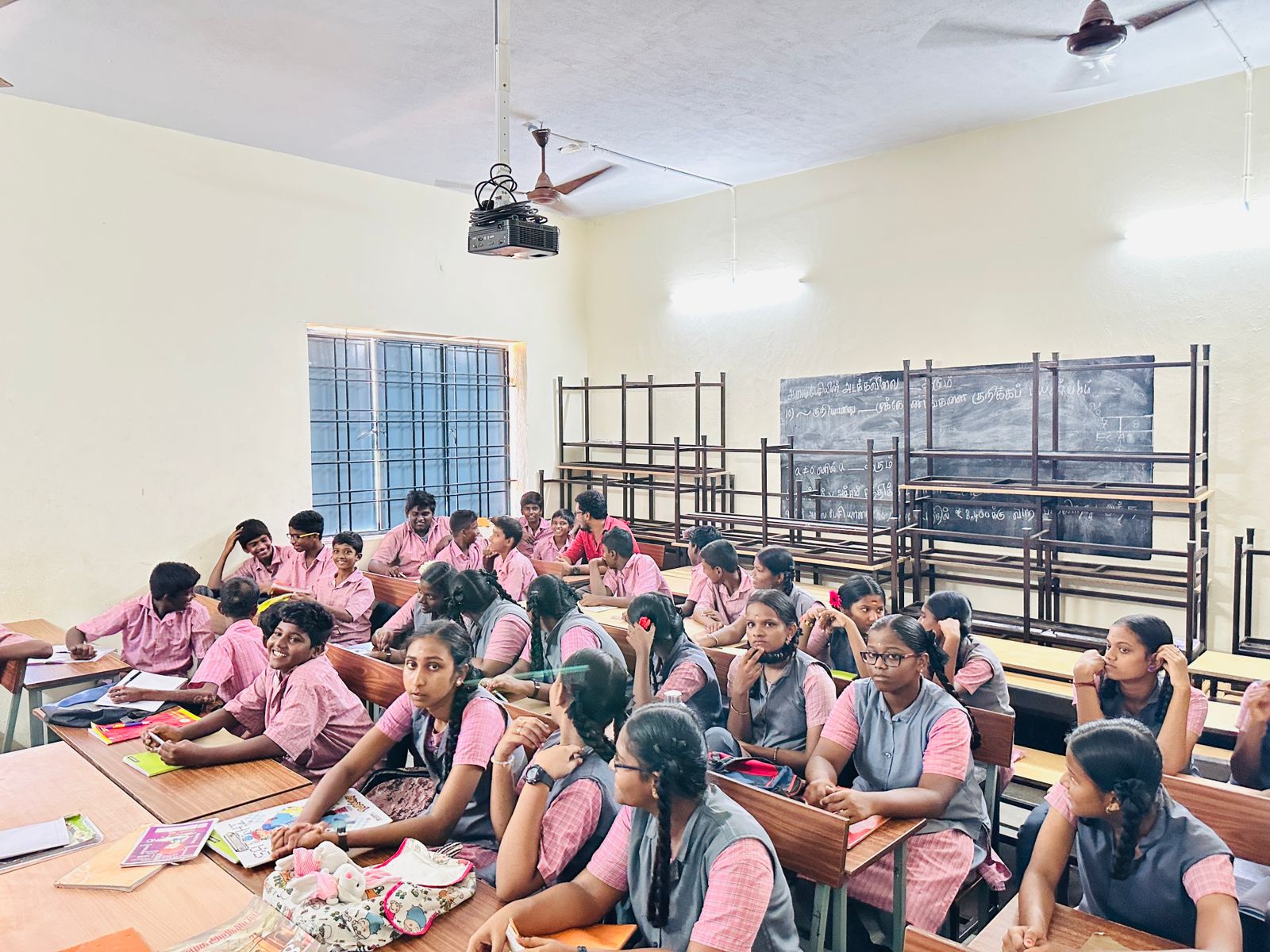 Students settle in for a classroom session
