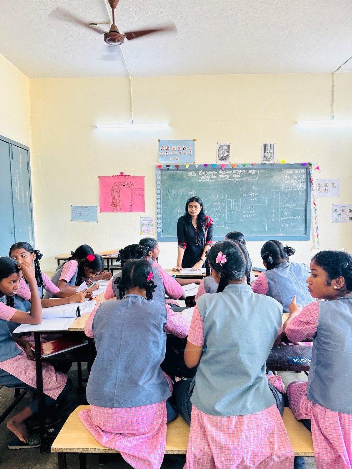 Inside the classroom at Government (ADW) High School, Palavakkam