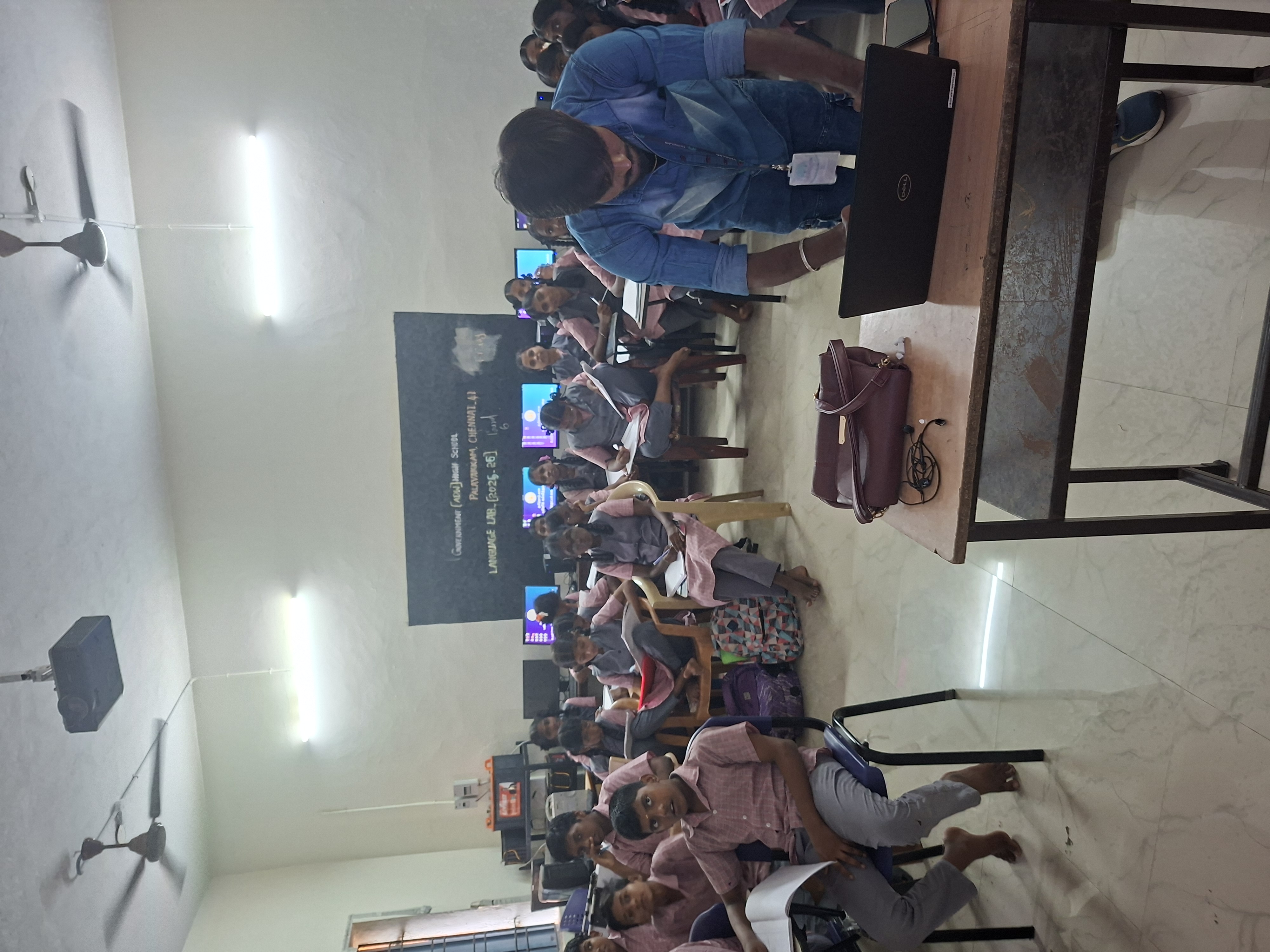 A session in the newly set up language lab